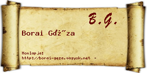 Borai Géza névjegykártya